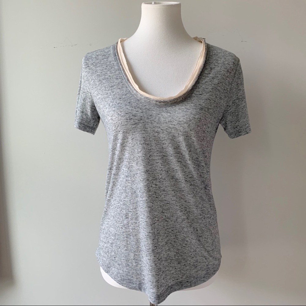 COPY - J. Crew Gray Tie-Blend Short Sleeve Top with Detail Collar